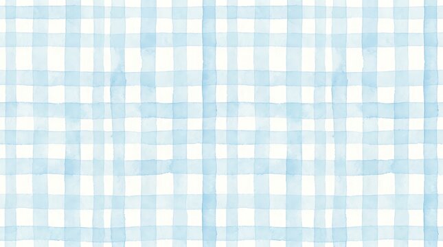 Blue watercolor gingham plaid pattern background
