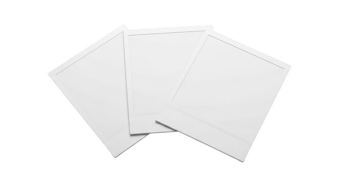 Three white sheets of tractor feed paper for printer isolated on transparent background