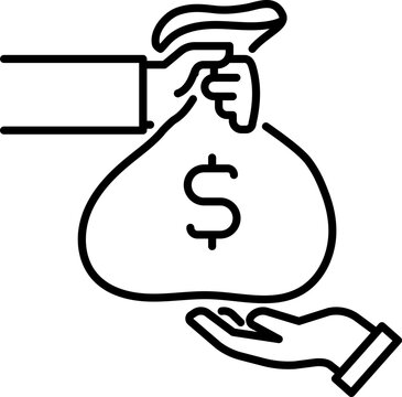 Lending moeny from friend outline icon
