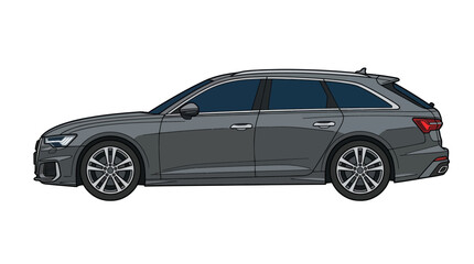 Fototapeta premium Modern grey estate car profile with sleek design and alloy wheels