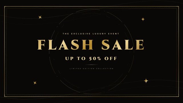 Elegant Flash Sale Announcement with Discount Offer and Sparkling Effects.