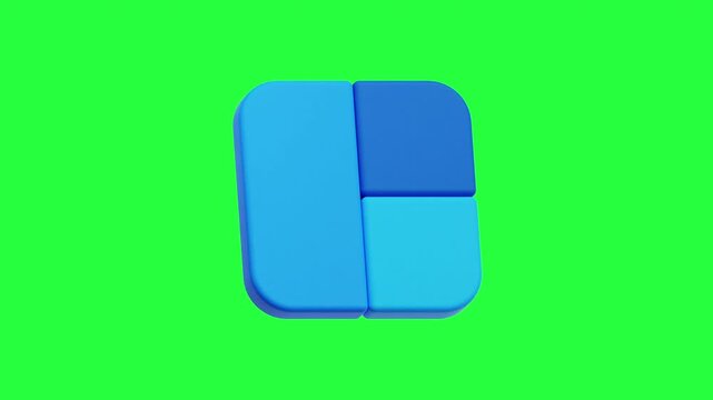 3D Bento Design Icon Pop Up Bounce Animation on Green Screen Background for User Interface, Dashboard, and Modern Layout