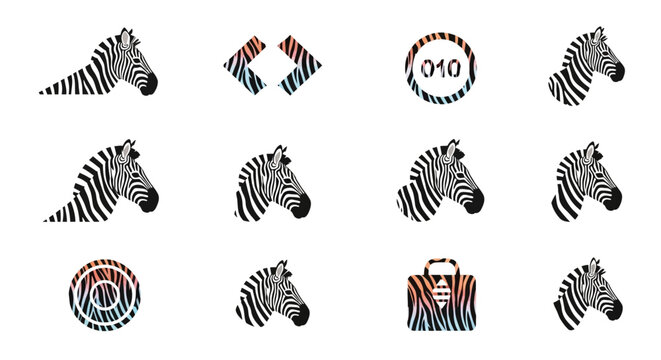 Zebra Head Icon Set