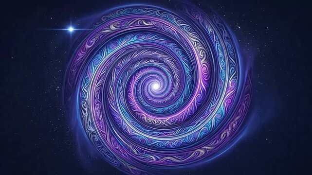 Vivid Cosmic Spiral Galaxy in Deep Space with Stars