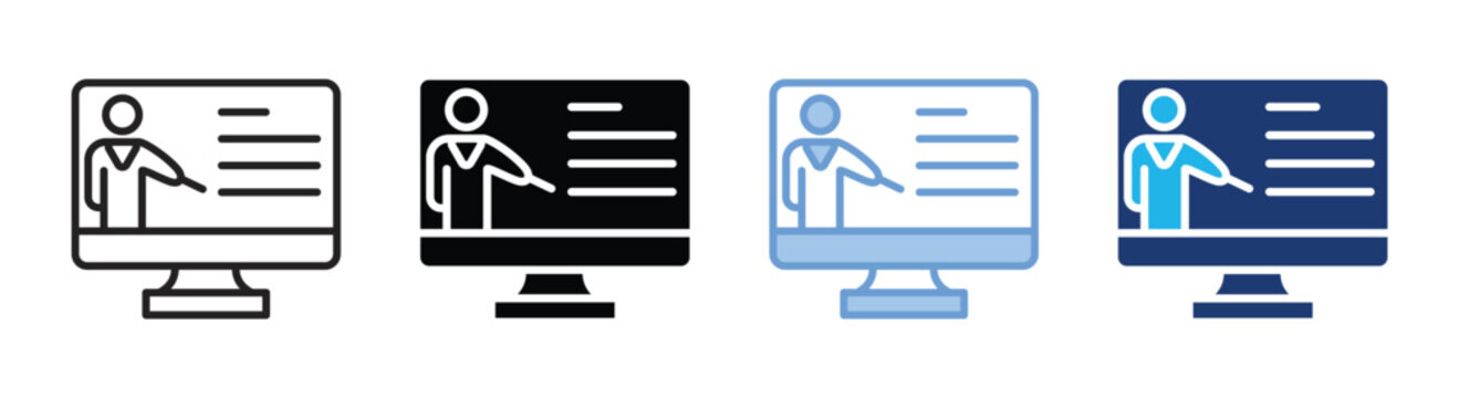 Online learning icon set multiple style collection