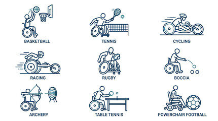 Paralympic and wheelchair sports icons set © cekcok