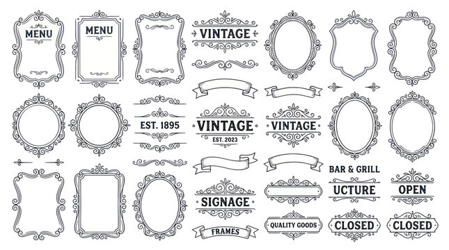 Vintage ornate frames and decorative handdrawn borders collection