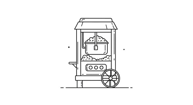Vintage popcorn machine with cart illustration.