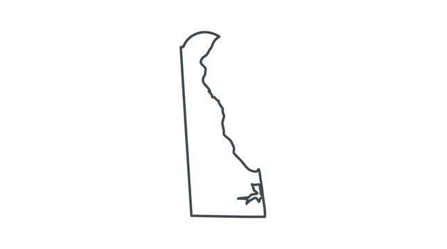 Minimalist black outline map of delaware state