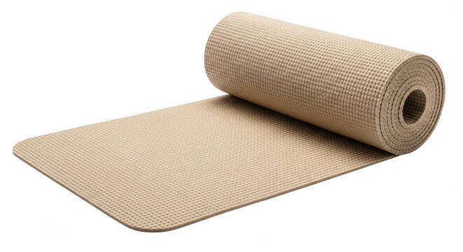 Natural jute rope roll isolated on surface isolated on transparent background
