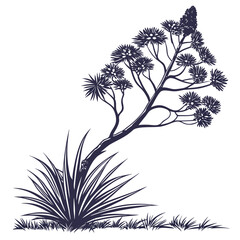 Obraz premium xanthorrhoea macronem silhouette vector on white background
