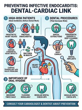 Medical infographic showing the link between dental and heart health