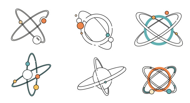 Atom and Planetary Orbit Icon Set