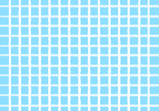 手描きの水色チェック柄の背景素材