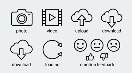 Obraz premium Web icons, upload download symbols, media buttons
