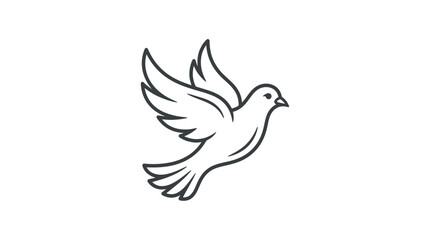 Fototapeta premium Peace dove flying with wings spread in minimalist line art style