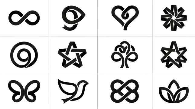 Various Symbolic Line Art Icons.
