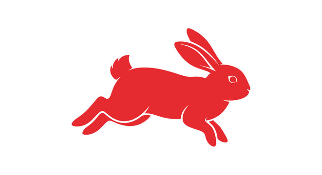 Red rabbit silhouette in motion fast.