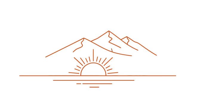 Sunrise over mountain landscape scene.