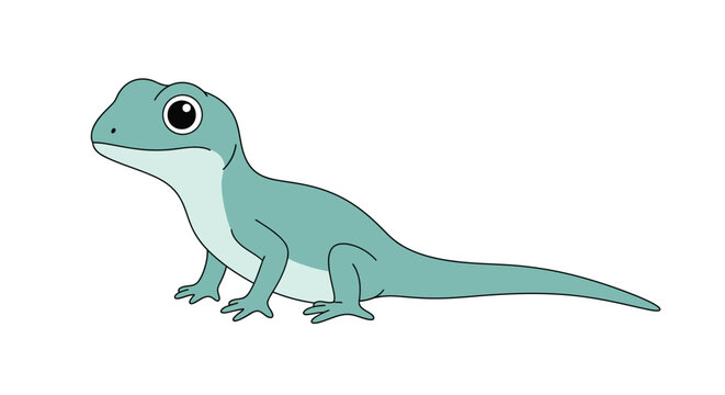 Teal Colored Lizard Cartoon Character.
