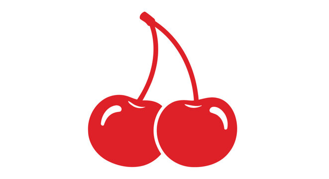 Two Red Cherries with Stem.
