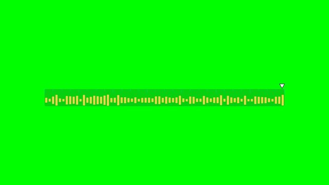 4K green screen timeline cursor overlay - a playhead sweeps along an editing timeline with a waveform, motion graphics VFX element for video editing, chroma key loop