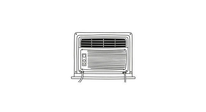 Modern window air conditioning unit illustration.