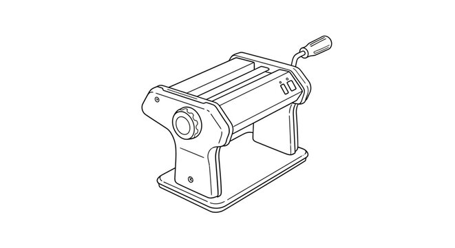 Manual pasta maker machine with crank handle.
