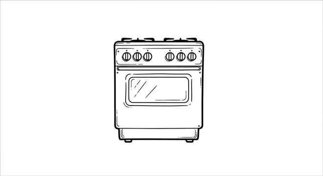 Modern kitchen stove with oven and control knobs.