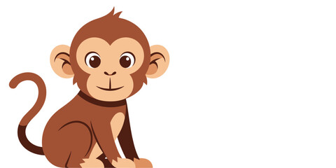 Cute cartoon monkey sitting illustration with illustration wildlife character children preschool education learning creature tropical friendly whimsical isolated background © faturrahmanagi