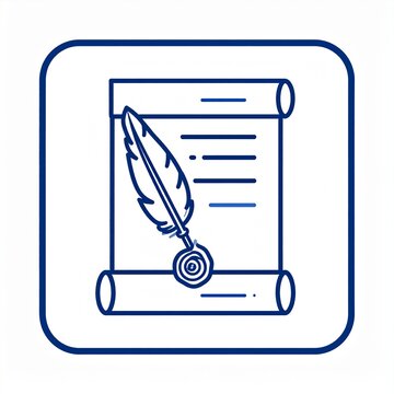 Last Will Testament Document Japan Yuigon Flat Line Icon Vector Set