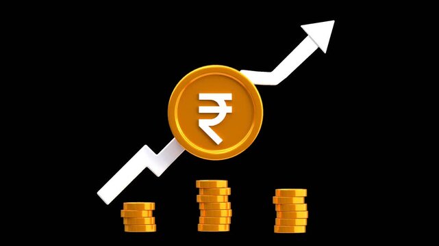 3D Indian Rupee Investment | Alpha Channel