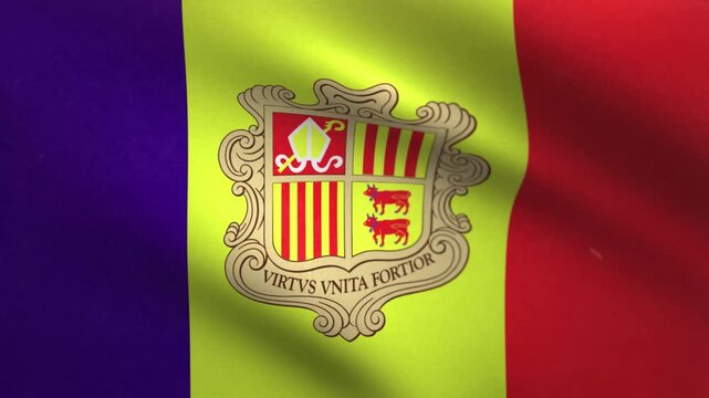 Andorra Flag Waving Seamless Loop