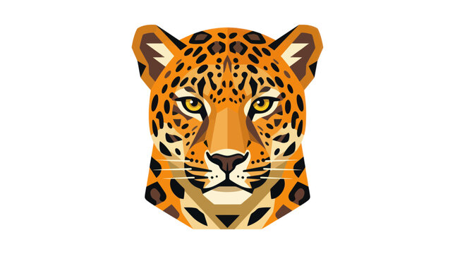 Stylized jaguar head with geometric patterns and orange fur