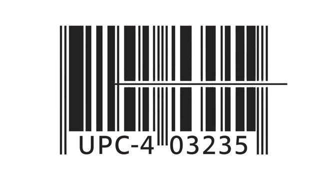 UPC barcode with numbers closeup.
