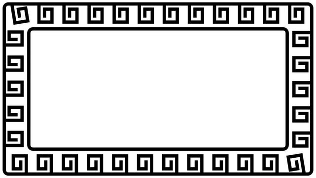 A rectangular outline frame fully bordered with a Greek key pattern enclosing empty white space in the center