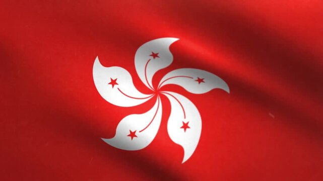Hong Kong Flag Waving Seamless Loop