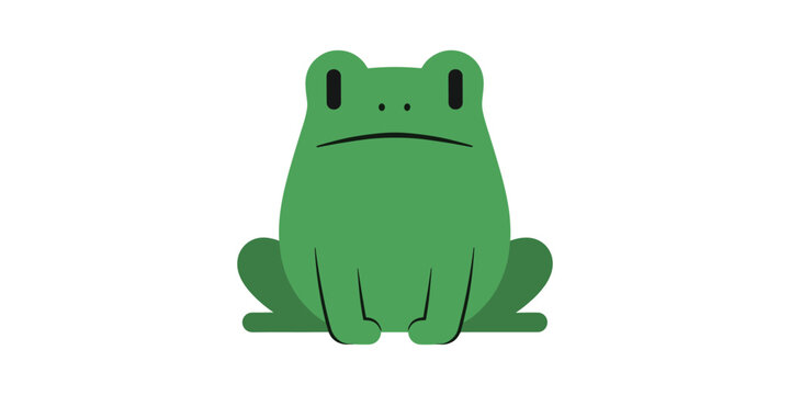 Cute minimalist green frog vector illustration with amphibian wildlife character illustration creature isolated background childish toadstool