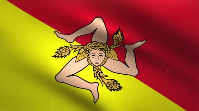 Sicily Flag Waving Seamless Loop