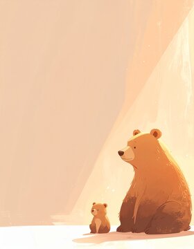クマ　親子　イラスト　