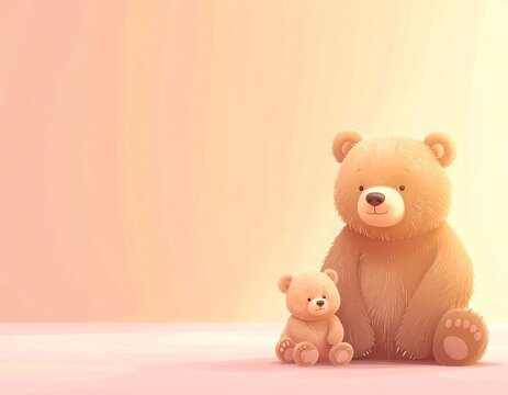 クマ　親子　イラスト　