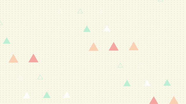 Abstract Minimalist Background with Floating Pastel Triangles on White Dotted Grid