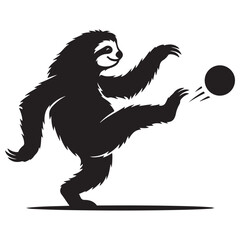 Fototapeta premium Funny Sloth Silhouette Line Art Bold Outline Hanging Jungle Animal Vector Illustration