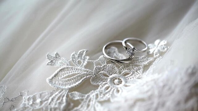 wedding rings on the fabric