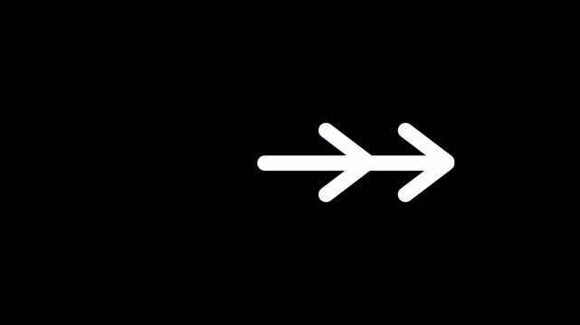 White Double Arrow Icons Moving Right on Black Background