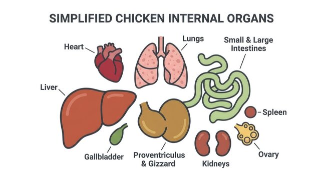 Simplified Chicken Internal Organs Educational Diagram