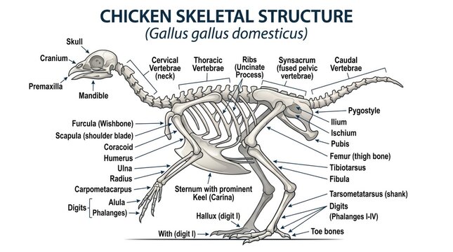 Anatomy of a Chicken Skeletal Structure Labeled Diagram