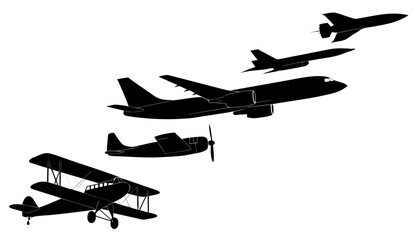 Silhouette of various airplanes © Afzal