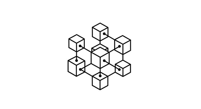 Blockchain Network Concept with Interconnected Digital Cubes