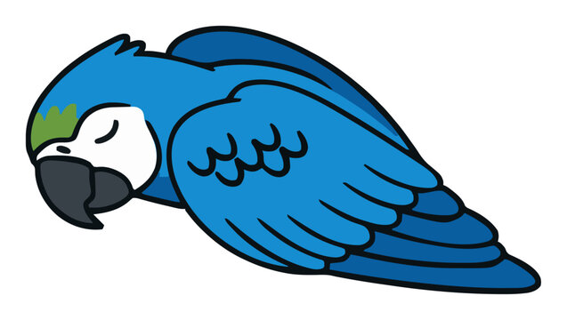 Blue macaw parrot sleeping vector illustration. Generative AI